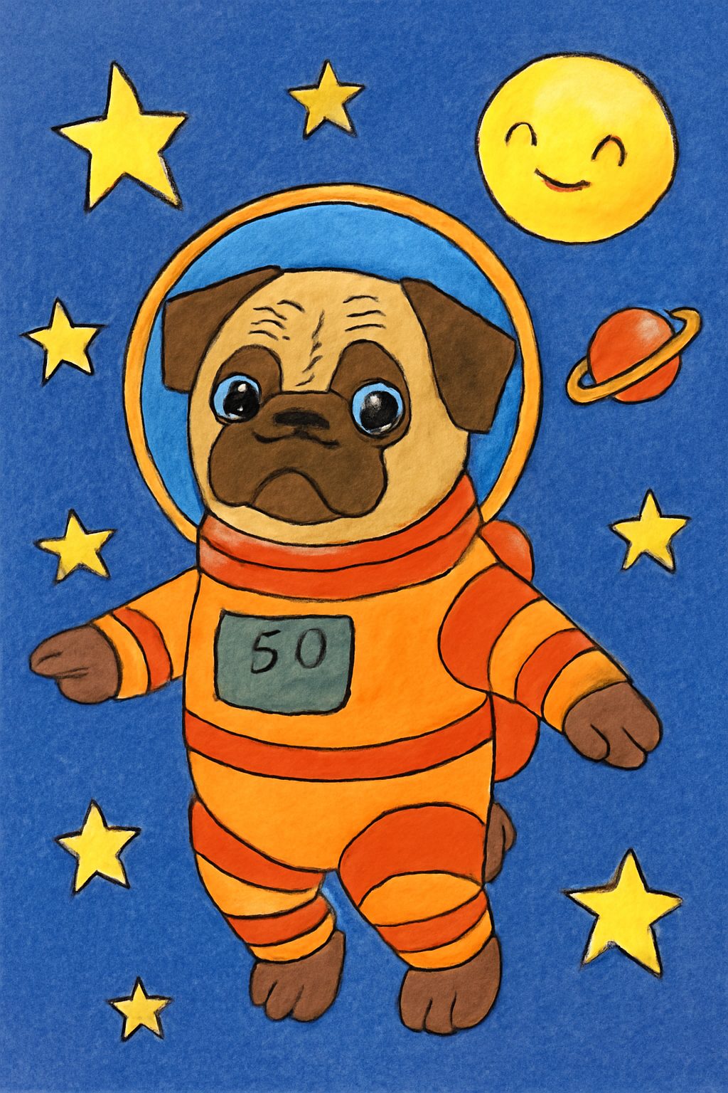 Coloring example — Space Explorer Pug