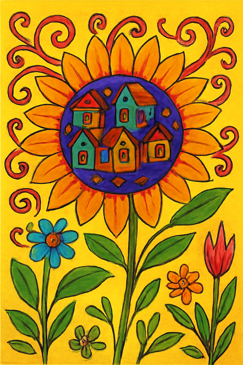 Coloring example — Whimsical Garden Bloom