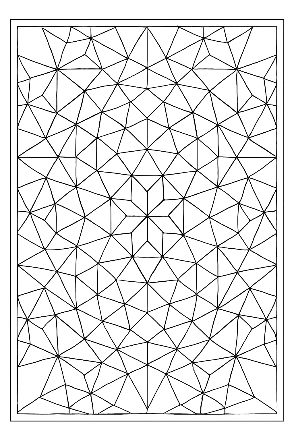 A sophisticated math geometry coloring page featuring a complex tessellation of perfect polygons.