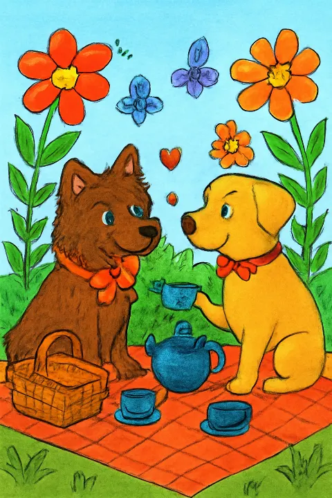 Coloring example - Garden Party Dogs