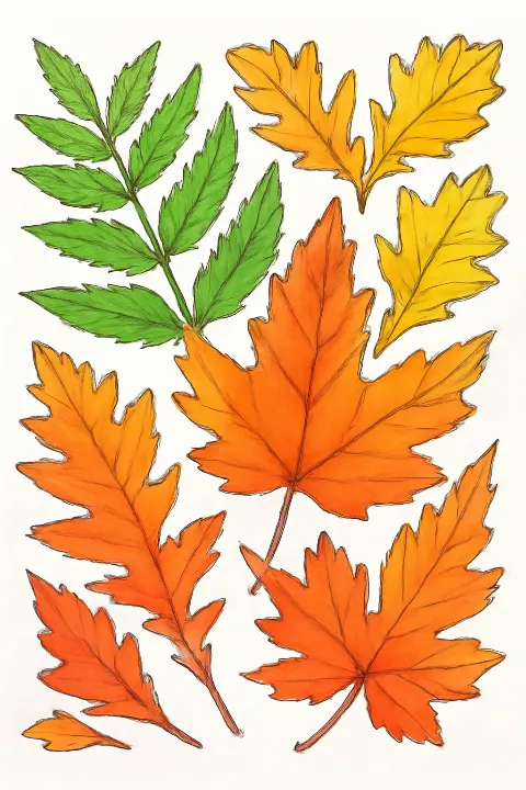 Coloring example - Botanical Leaves Art