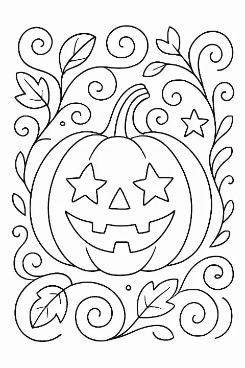 A cute jack-o-lantern drawing in this easy pumpkin coloring page.
