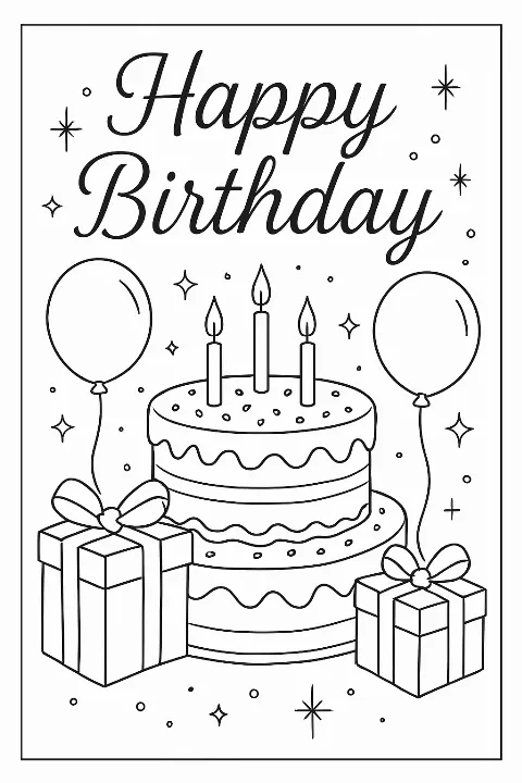 Birthday card coloring page