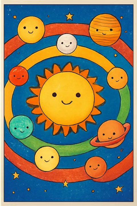 Coloring example - Explore the Solar System: A Cosmic Coloring Adventure
