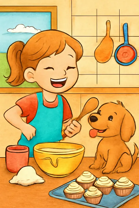 Coloring example - Whimsical Baking Mishap Coloring Page