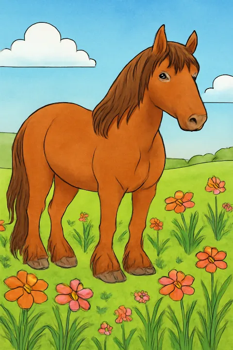 Coloring example - Meet the Gentle Giant: Clydesdale Coloring Adventure
