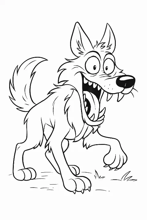 crazy wolf coloring page