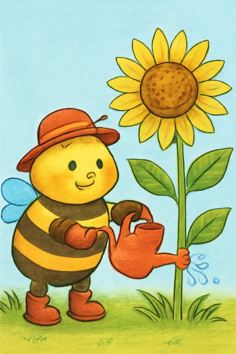 Coloring example - The Busy Little Gardener Bee