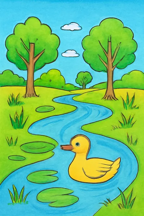 Coloring example - Wander Through the Whispering River