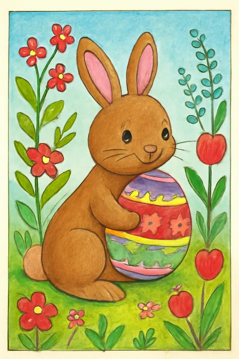 Coloring example - Whimsical Easter Garden Adventure