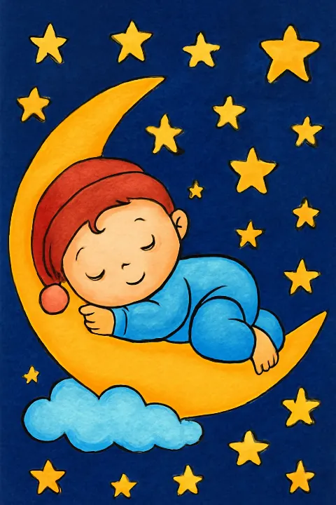 Coloring example - Twinkle Twinkle Little Baby Coloring Page