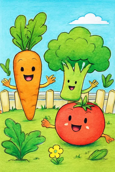 Coloring example - Vegetable Garden Party Fun