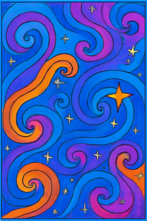 Coloring example - Whimsical Cosmic Swirls to Color