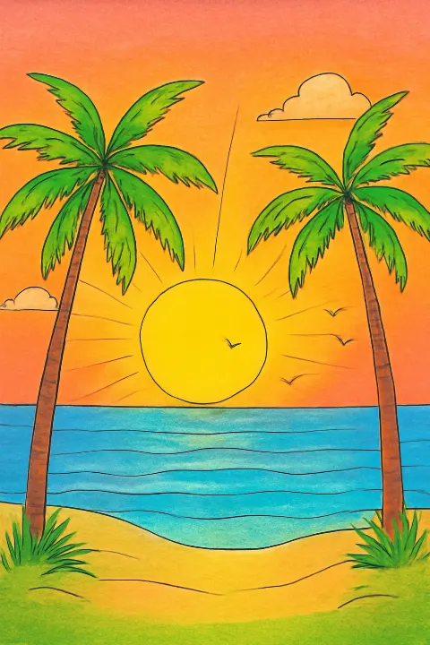 Coloring example - Breathe in the Beauty of a Golden Sunset