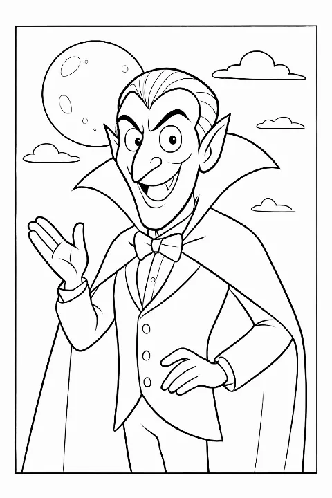 funny dracula coloring page