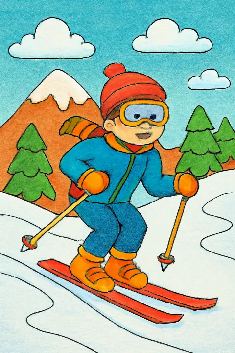 Coloring example - Hit the Slopes with Our Skiing Adventure Coloring Page