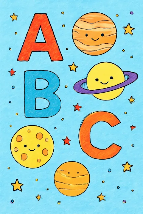 Coloring example - Blast Off with Our Alphabet Space Adventure