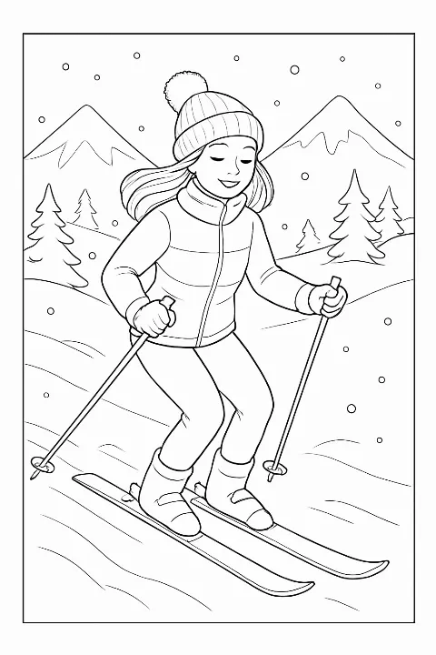 Skiing coloring coloring page