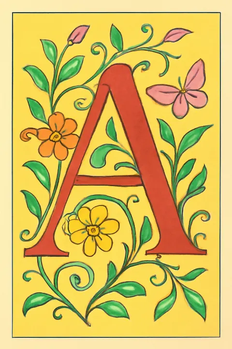 Coloring example - Whimsical Alphabet Nature Adventure