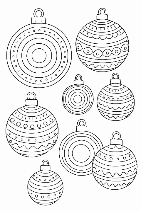 A detailed nested circle ornaments coloring page with bold lines and large spaces for creative coloring.