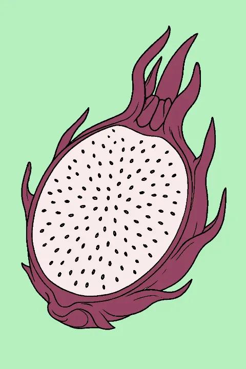 Colored by Anonymous — Exotic Dragon Fruit Coloring Page