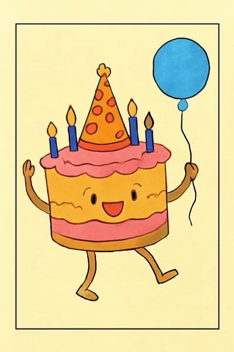 Coloring example - Party Time Birthday Cake Fun