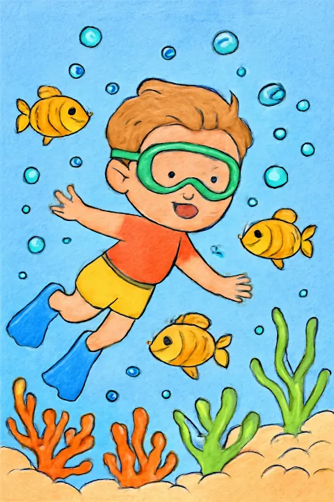 Coloring example - Dive Into Fun with Our Swimming Coloring Page
