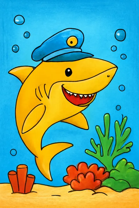Coloring example - Explore the Deep with Our Friendly Shark