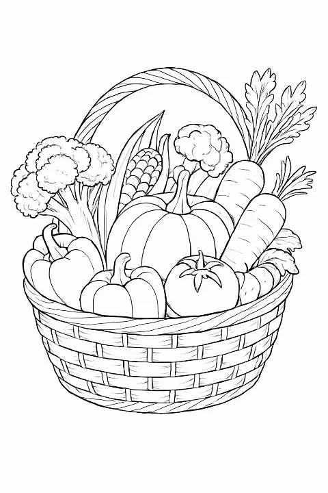 Vegetable basket coloring page coloring page