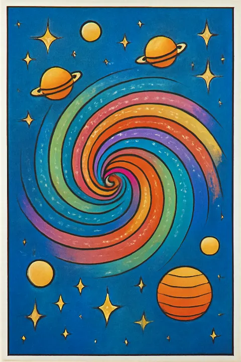 Coloring example - Explore the Cosmos: Spiral Galaxy Coloring Page
