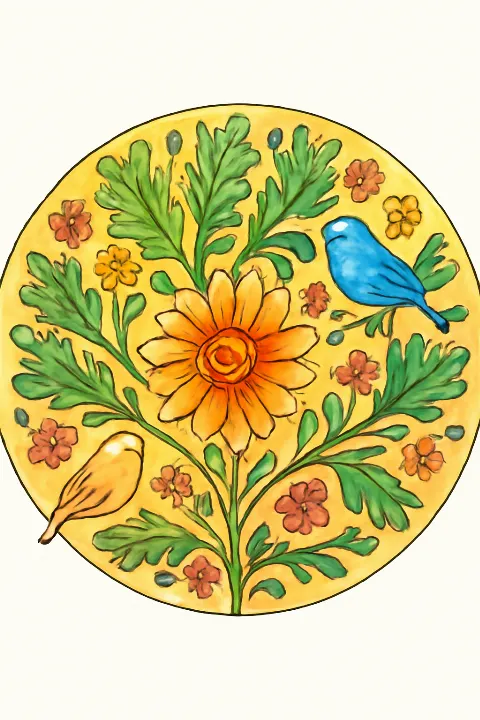 Coloring example - Whimsical Forest Mandala Escape