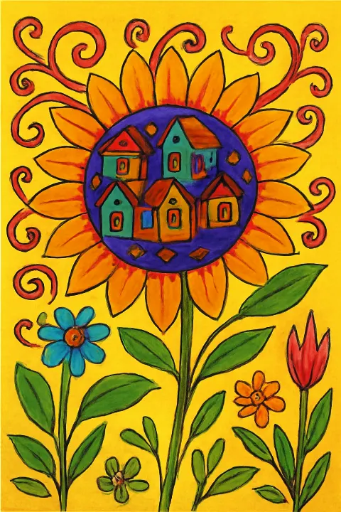 Coloring example - Whimsical Garden Bloom