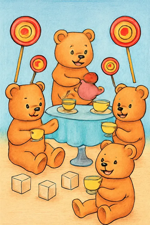 Coloring example - The Giggling Gummy Bear Tea Party