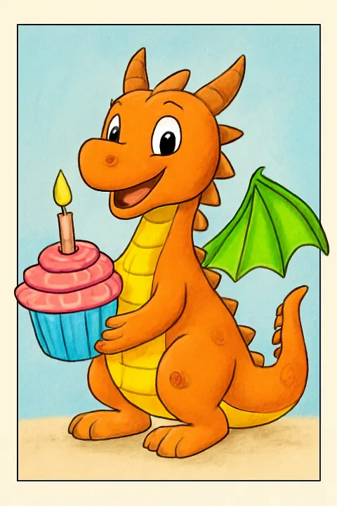 Coloring example - Celebrate with Our Magical Birthday Dragon