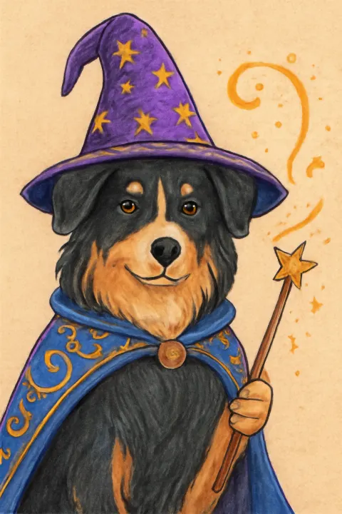 Coloring example - The Magical Wizard Dog