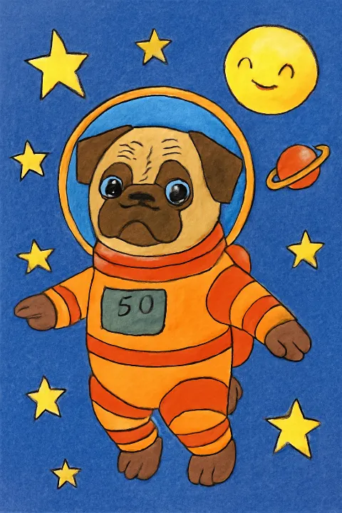Coloring example - Space Explorer Pug