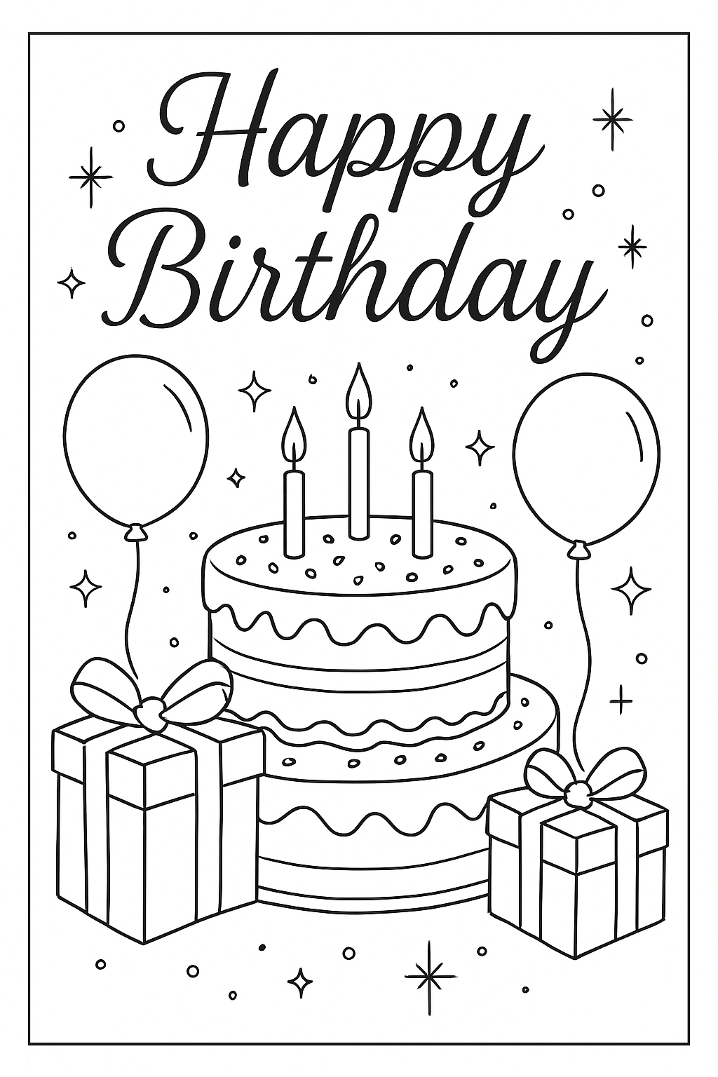 Birthday card coloring page