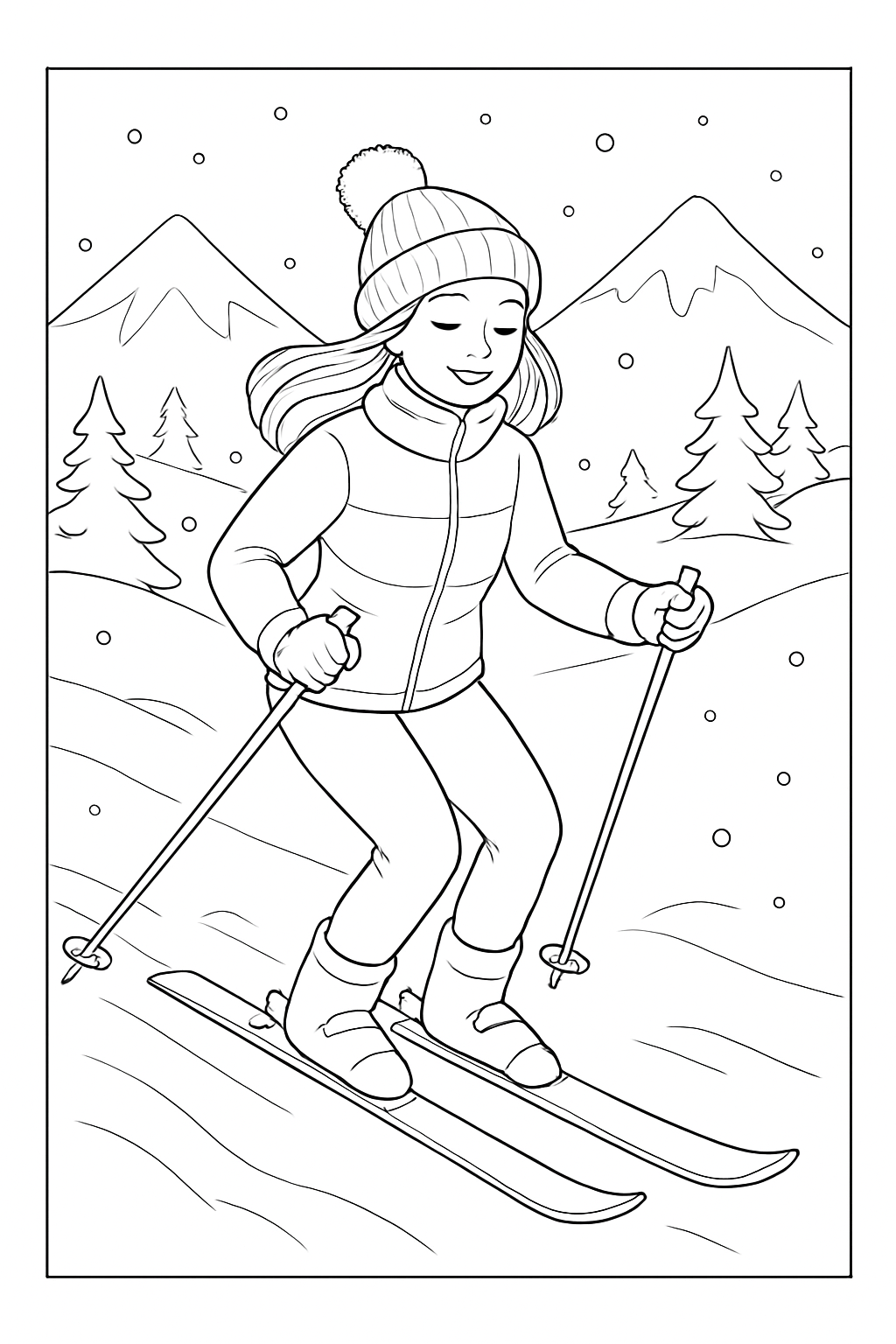Skiing coloring coloring page
