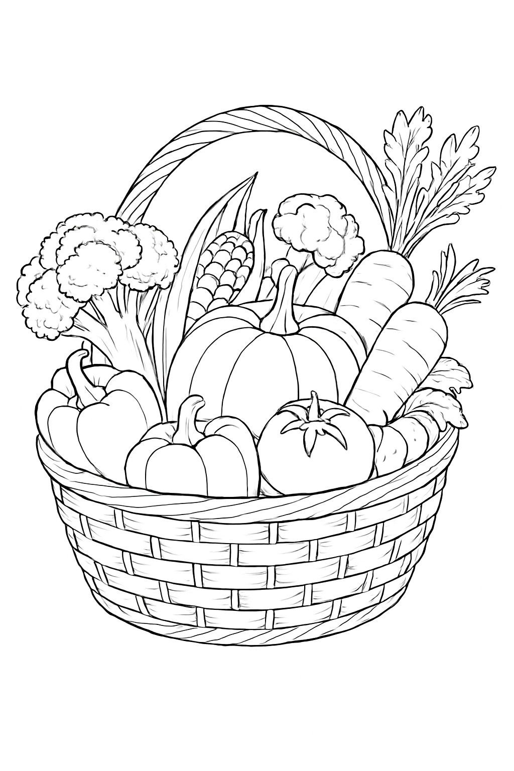 Vegetable basket coloring page coloring page