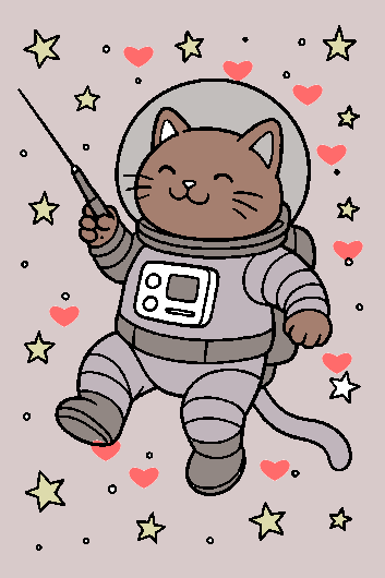 Colored by Anonymous — Cute Astronaut Cat in Outer Space